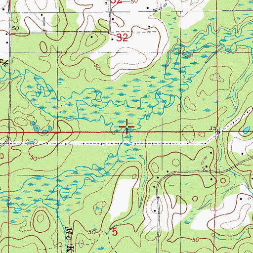 Topographic Map of Crooked Creek, FL