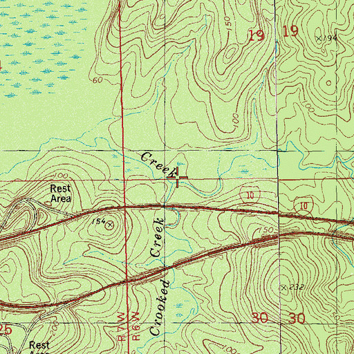 Topographic Map of Crooked Creek, FL