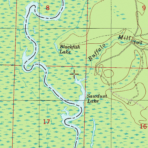 Topographic Map of Crooked Creek, FL