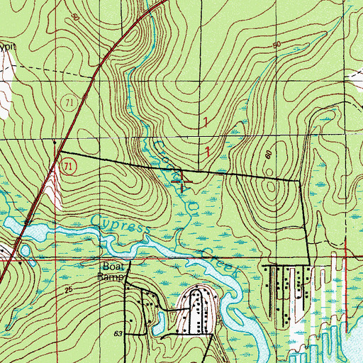 Topographic Map of Crooked Creek, FL