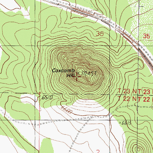 Topographic Map of Coxcomb Hill, AZ