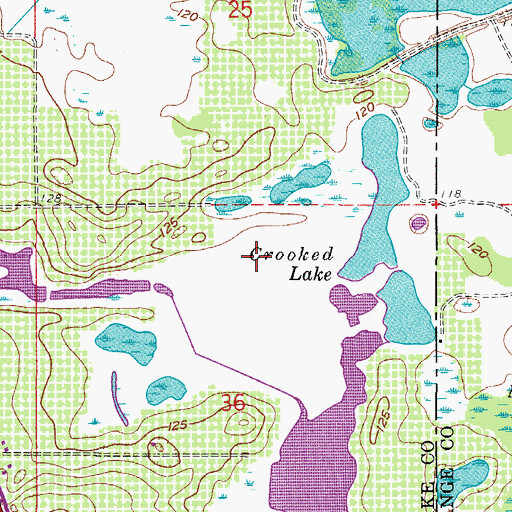 Topographic Map of Crooked Lake, FL