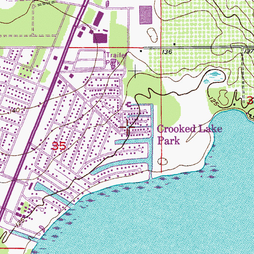 Topographic Map of Crooked Lake Park, FL