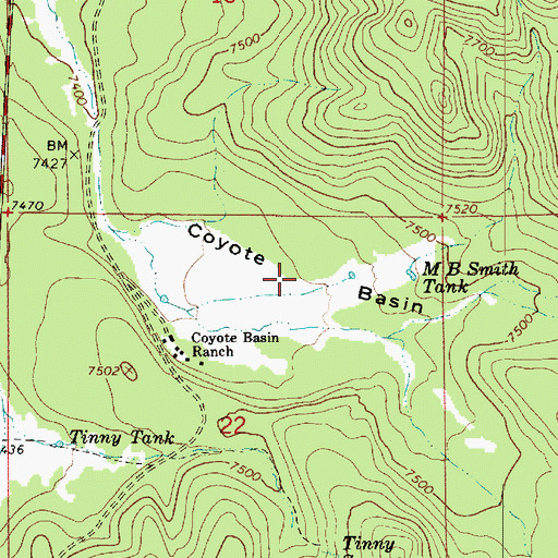 Topographic Map of Coyote Basin, AZ
