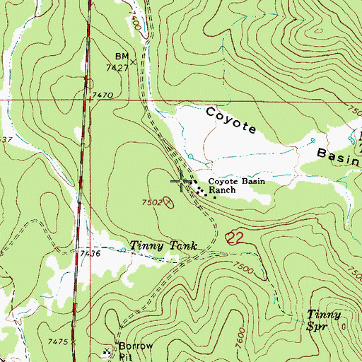 Topographic Map of Coyote Basin Ranch, AZ