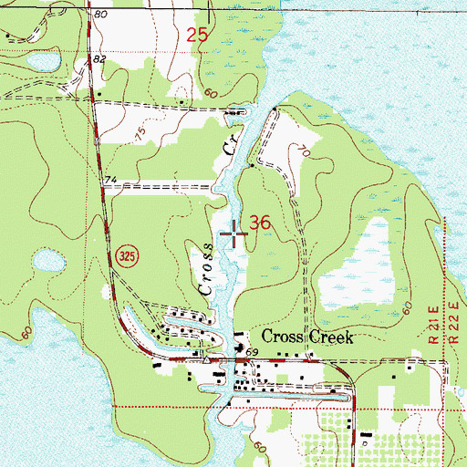 Topographic Map of Cross Creek, FL