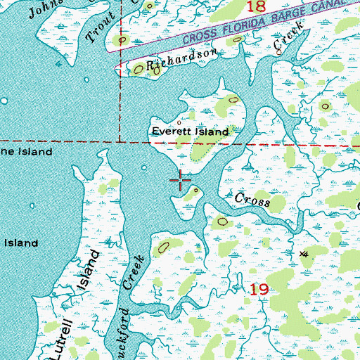 Topographic Map of Cross Creek, FL