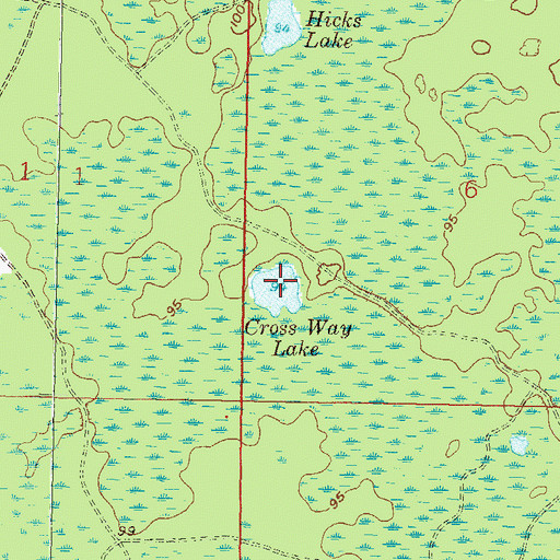 Topographic Map of Cross Way Lake, FL