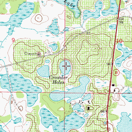 Topographic Map of Crowder Holes, FL