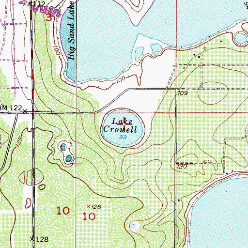 Topographic Map of Lake Crowell, FL