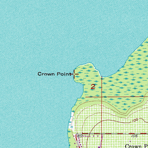 Topographic Map of Crown Point, FL