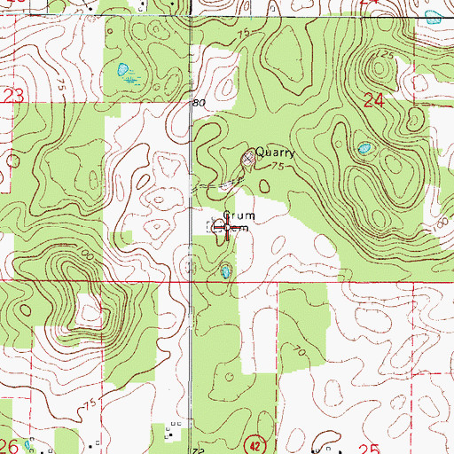 Topographic Map of Crum Cemetery, FL
