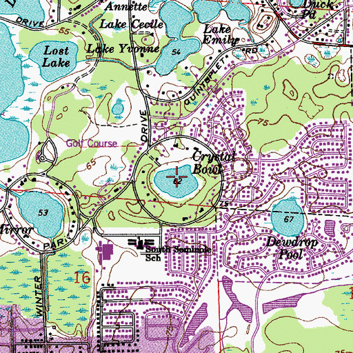 Topographic Map of Crystal Bowl, FL