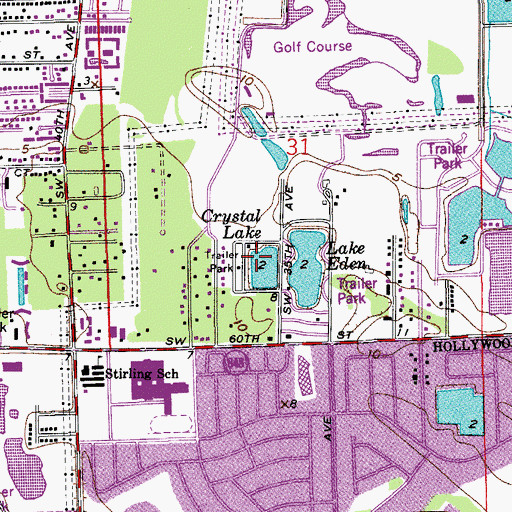 Topographic Map of Crystal Lake, FL
