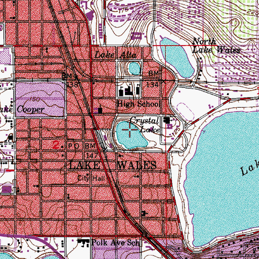 Topographic Map of Crystal Lake, FL