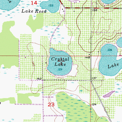 Topographic Map of Crystal Lake, FL