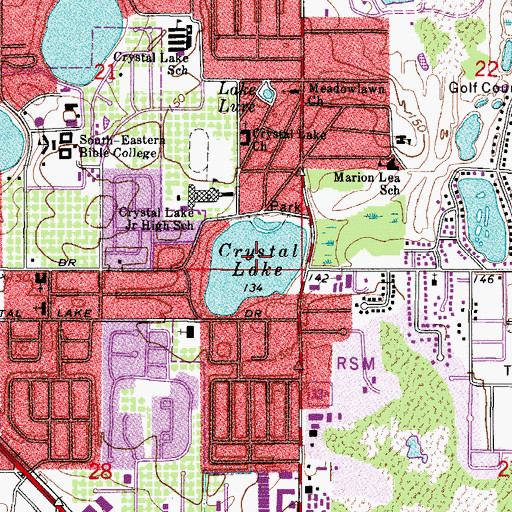 Topographic Map of Crystal Lake, FL