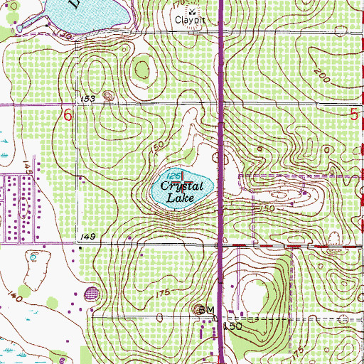 Topographic Map of Crystal Lake, FL