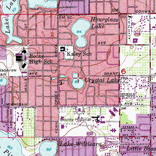 Topographic Map of Crystal Lake, FL