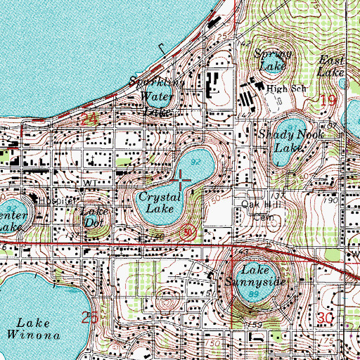 Topographic Map of Crystal Lake, FL