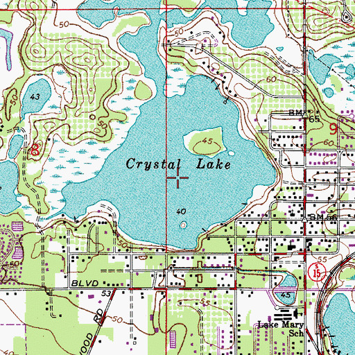 Topographic Map of Crystal Lake, FL