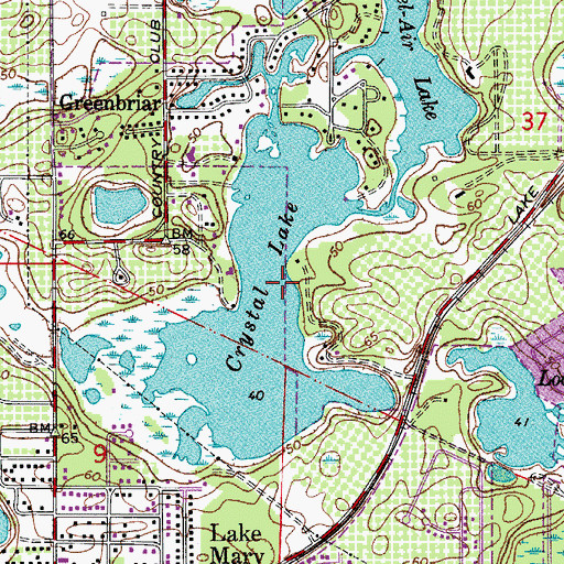 Topographic Map of Crystal Lake, FL
