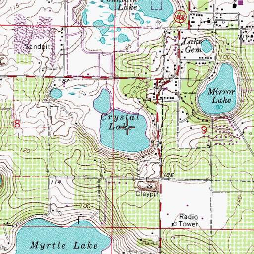 Topographic Map of Crystal Lake, FL