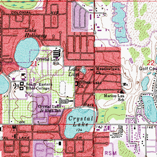 Topographic Map of Crystal Lake Church, FL