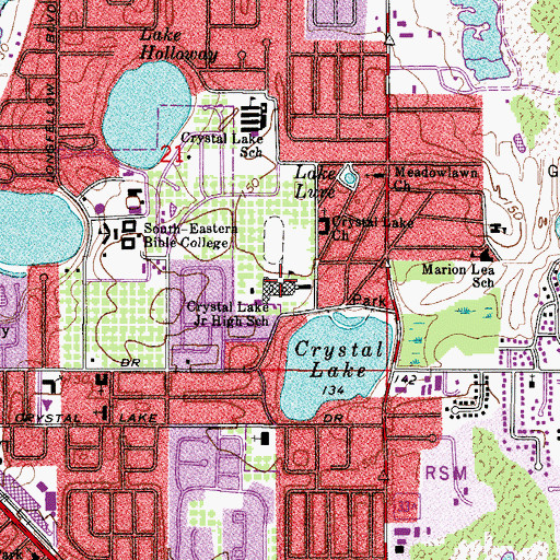 Topographic Map of Crystal Lake Middle School - Crystal Academy of Science and Engineering, FL
