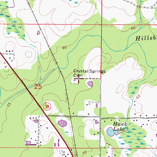 Topographic Map of Crystal Springs Cemetery, FL