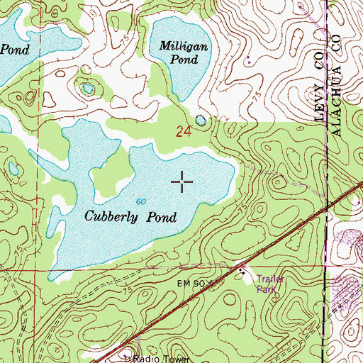 Topographic Map of Cubberly Pond, FL