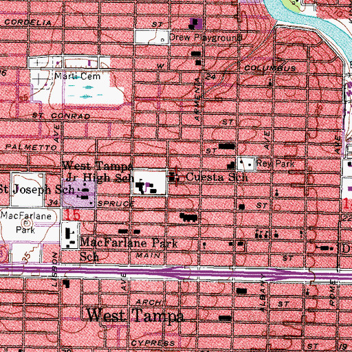 Topographic Map of Cuesta School, FL