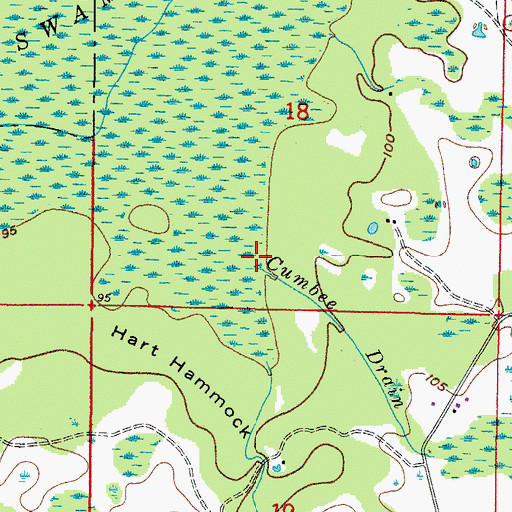 Topographic Map of Cumbee Drain, FL