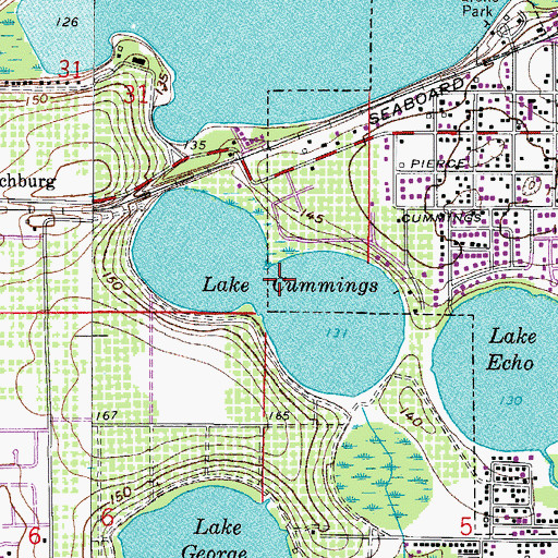Topographic Map of Lake Cummings, FL