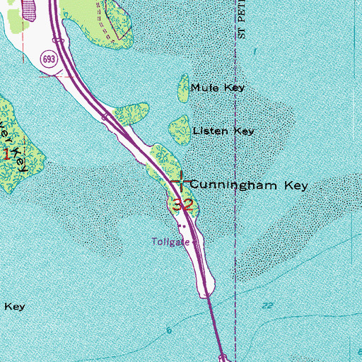 Topographic Map of Cunningham Key, FL