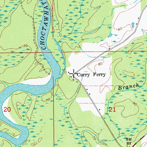 Topographic Map of Curry Ferry, FL