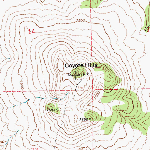 Topographic Map of Coyote Hills, AZ