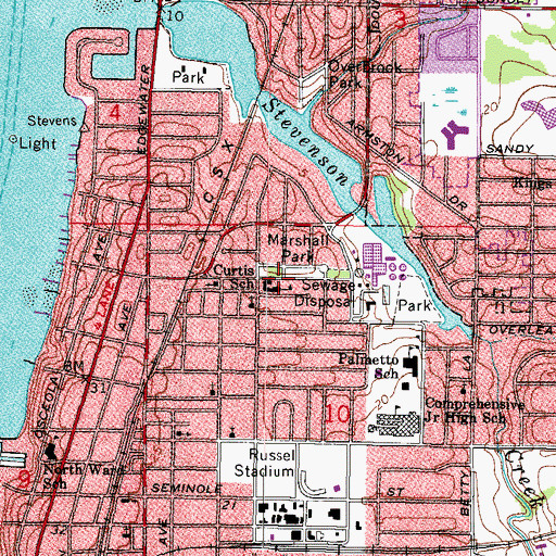 Topographic Map of Curtis School, FL