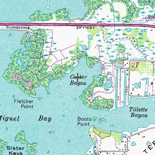 Topographic Map of Custer Bayou, FL