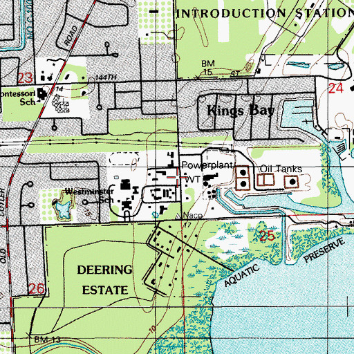 Topographic Map of Cutler Cove School, FL