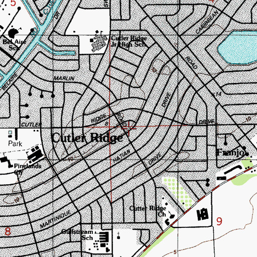 Topographic Map of Cutler Ridge, FL