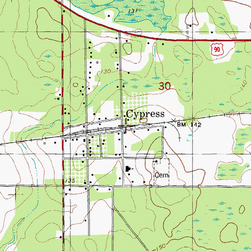 Topographic Map of Cypress, FL