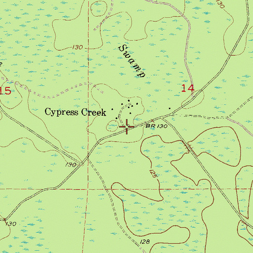 Topographic Map of Cypress Creek, FL