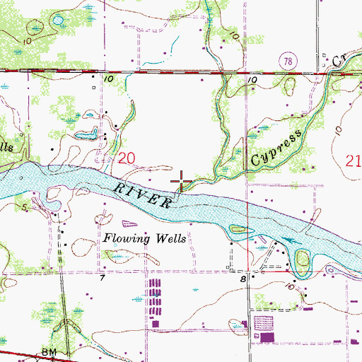 Topographic Map of Cypress Creek, FL