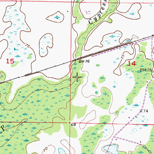 Topographic Map of Cypress Creek, FL