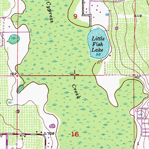 Topographic Map of Cypress Creek, FL