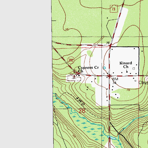 Topographic Map of Cypress Creek Church, FL