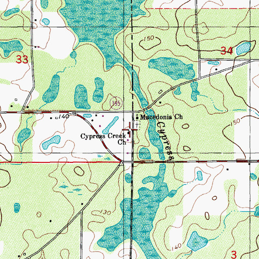 Topographic Map of Cypress Creek Church, FL