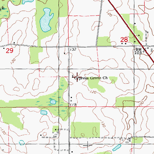 Topographic Map of Cypress Grove Church, FL