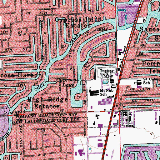 Topographic Map of Cypress Lake, FL